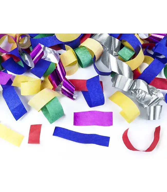 Confettikanon confetti & streamers kleurenmix | 40 cm