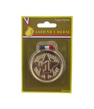 Medaille nummer 1 + rood/wit/blauw lint