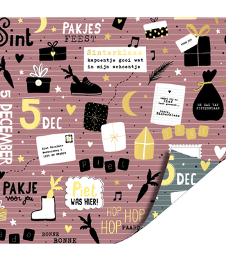 KP Cadeaupapier Sint | Pakjes Feest Petrol / Lilac | 2 m x 70 cm