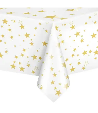 PartyPal Tafelkleed wit met sterren | 137x274 cm