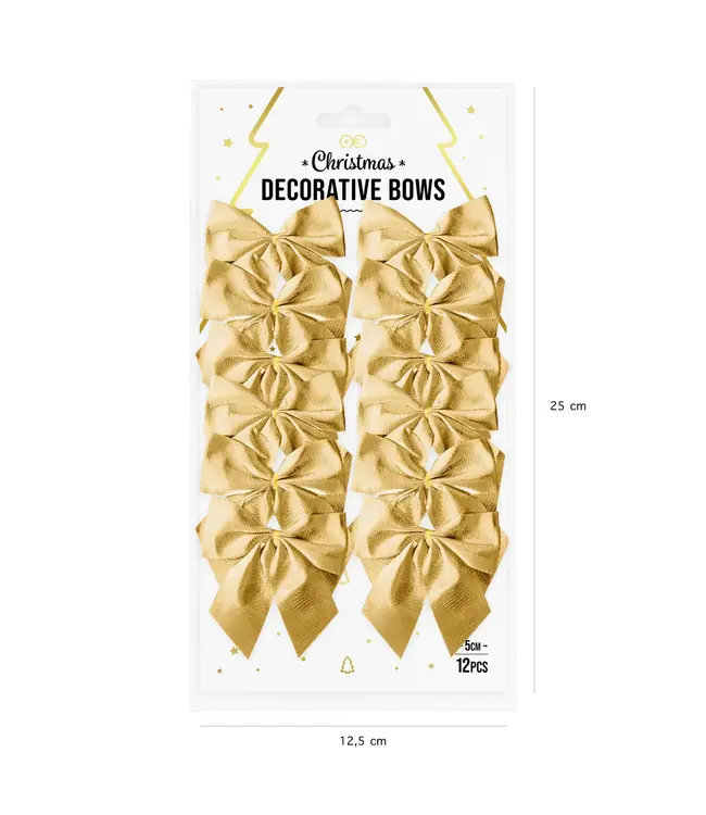 Strikjes goud | 5x5,5 cm | 12 stuks