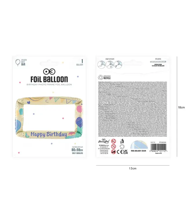 Folieballon fotoframe | 80 x 59 cm | Happy birthday