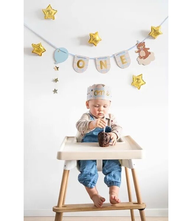 Slinger ONE Teddy | Lichtblauw & Goud | 50x20.5 cm