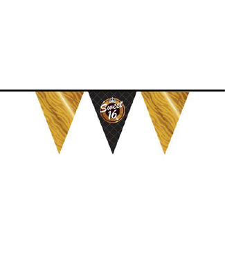 Haza Vlaggenlijn 'Sweet 16' | zwart-goud | 10 meter