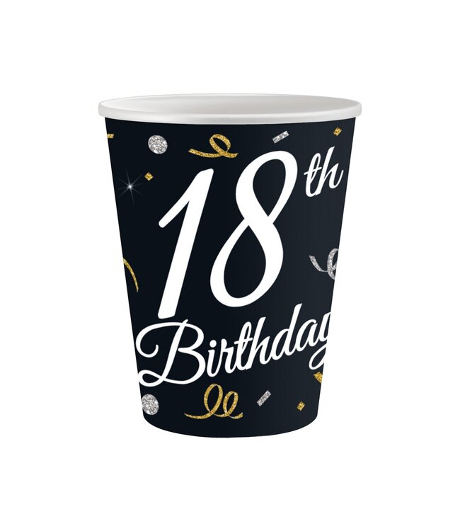Papieren bekers 18 jaar | 6 stuks