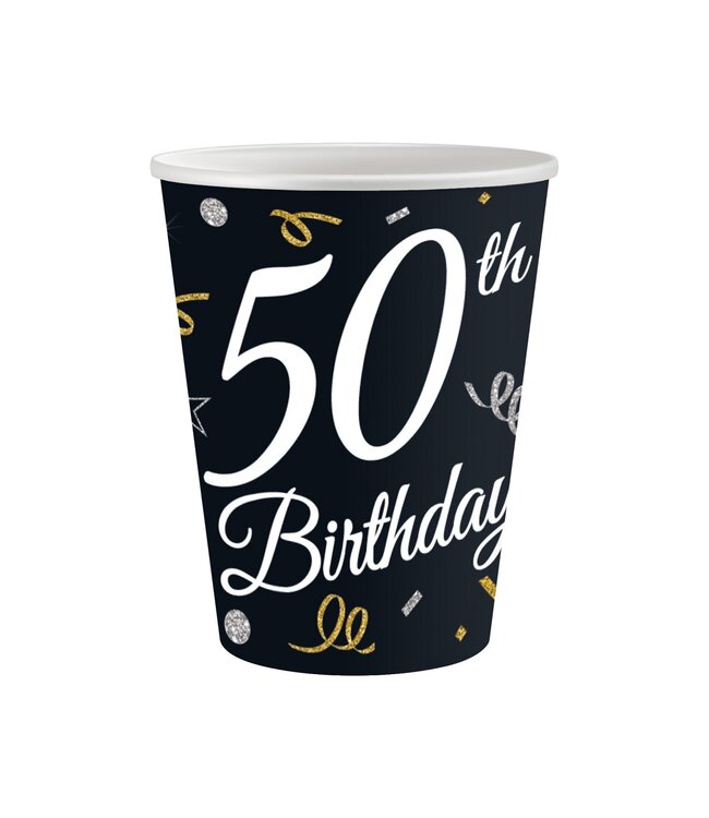 Papieren bekers 50 jaar | 6 stuks