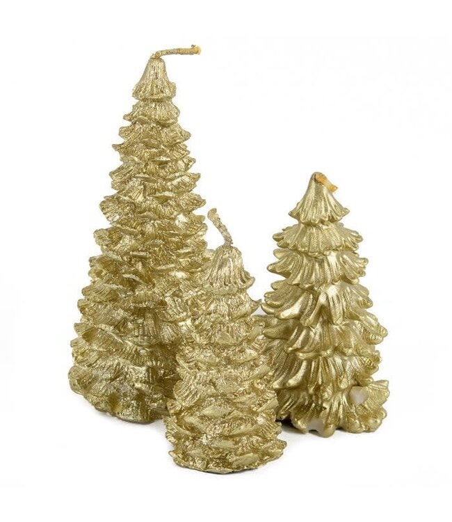 OUTLET Kaars kerstboom rustiek goud | 6,5x12,8cm | Medium