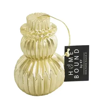 HomeBound Kaars sneeuwpop goud metallic  | 6,5x10cm