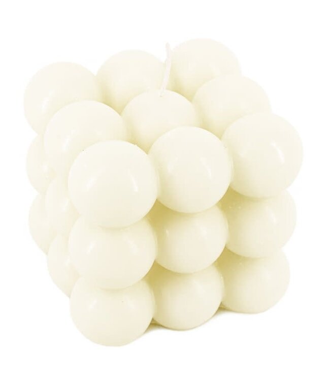 OUTLET Kaars bubbel cube wit  | 6x6x6cm