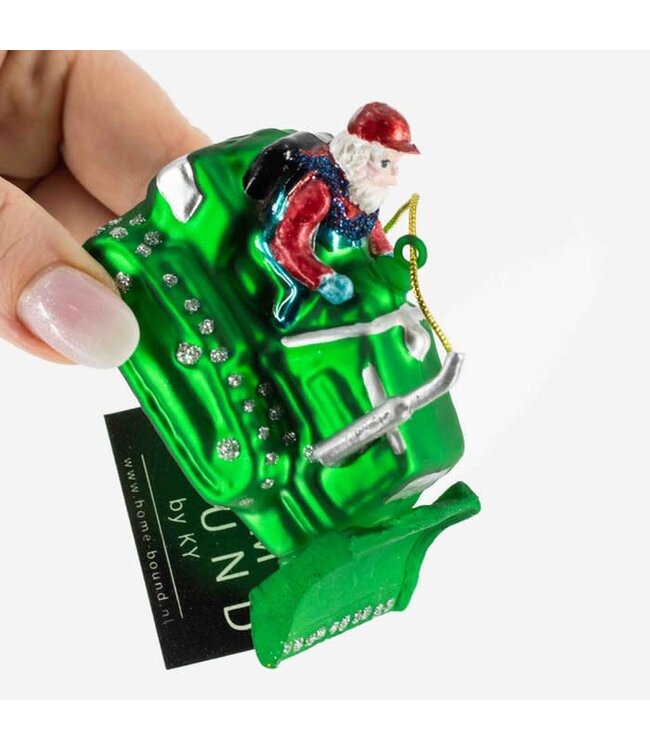 OUTLET Kerstbal Kerstman op bulldozer