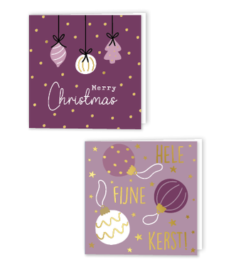 KP OUTLET Luxe kerstkaarten | Kerst paars | 10 stuks