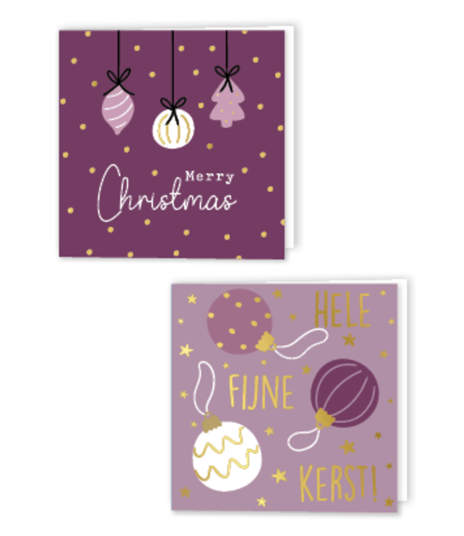 OUTLET Luxe kerstkaarten | Kerst paars | 10 stuks