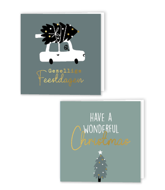 KP OUTLET Luxe kerstkaarten | Wonderful christmas en gezellige feestdagen | 10 stuks