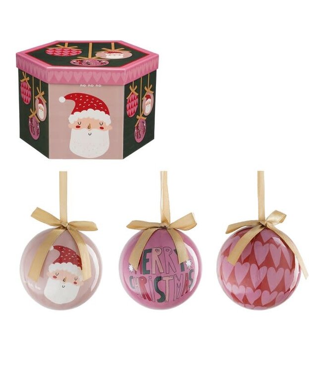OUTLET Kerstballen Cadeauset - 14 Stuks - Ø8 cm - Onbreekbaar - Roze, Donkergroen