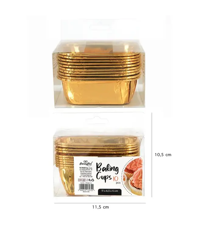 Rechthoekige bakvorm | Goud | 10 stuks | 11 x 6,5 x 4 cm