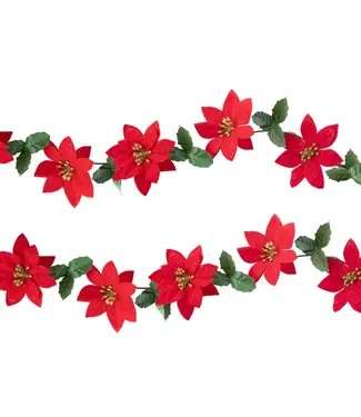 PartyPal OUTLET Kerstslinger | Rode bloemen | 200 cm
