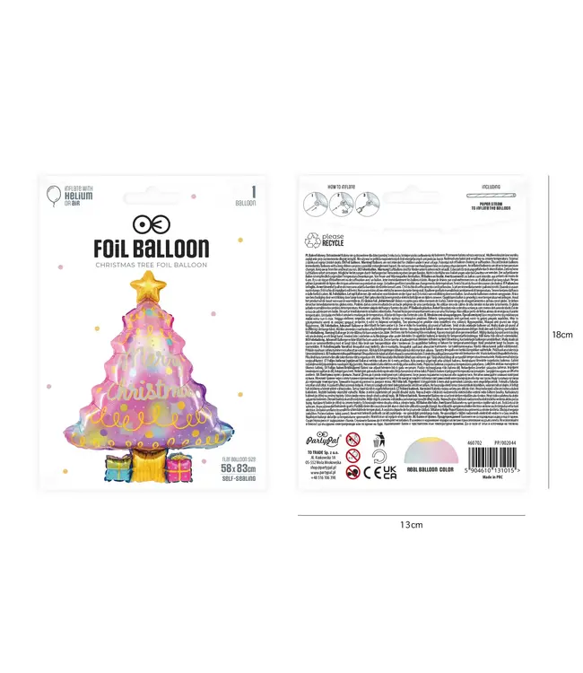 OUTLET Folieballon kerstboom | Merry christmas | 58 x 83 cm