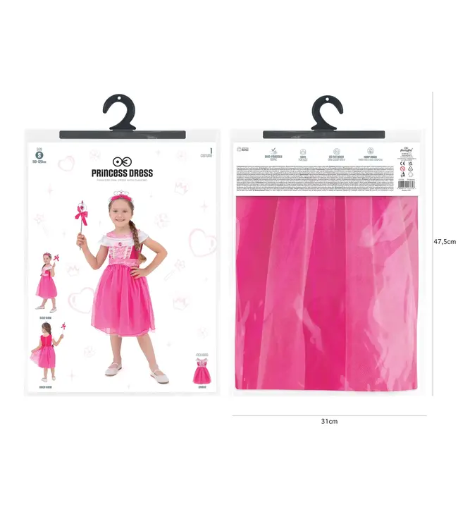 Roze prinsessenjurk | 110-120 cm