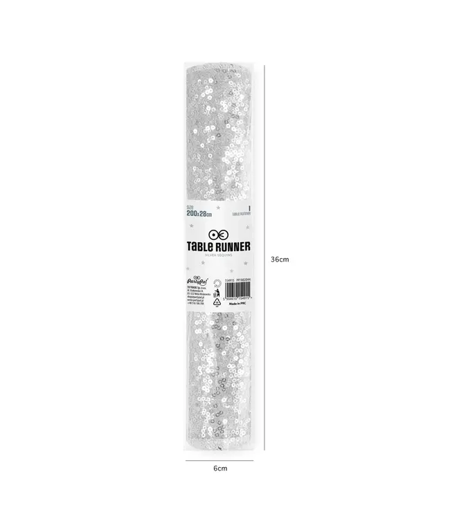 Tafelloper | Zilver | 200 x 28 cm