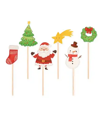 PartyPal OUTLET Cupcaketoppers | Kerstmix | 6 stuks