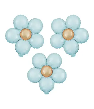 PartyPal Folieballon bloemen | Blauw | 3 stuks | 45 cm