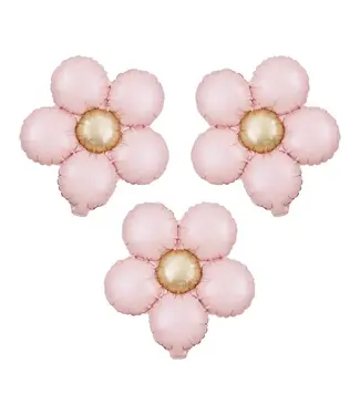 PartyPal Folieballon bloemen | Roze | 3 stuks | 45 cm