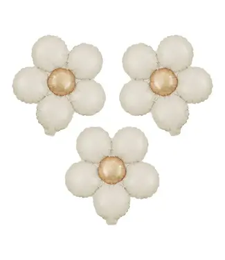 PartyPal Folieballon bloemen | CrÃ¨me | 3 stuks | 45 cm