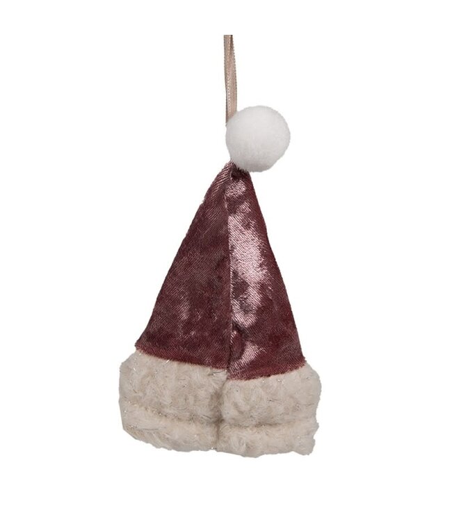 OUTLET Kersthanger Kerstmuts Roze | 13 cm | Stof