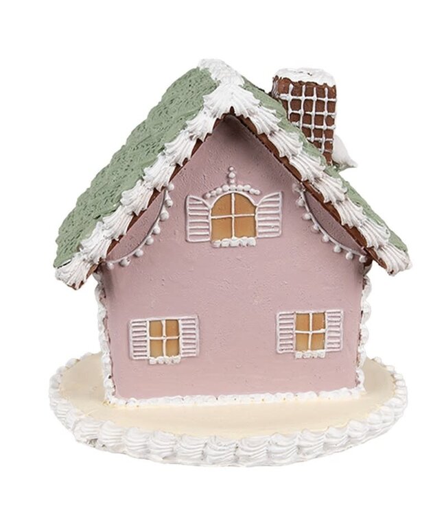 OUTLET Gingerbread house Roze | 12 cm | Kunststof Peperkoekhuisje