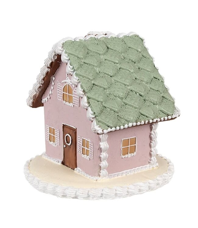 OUTLET Gingerbread house Roze | 12 cm | Kunststof Peperkoekhuisje