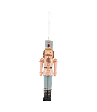Clayre & Eef OUTLET Kersthanger Notenkraker Roze |  4x3x13 cm | Kunststof Kerstbal