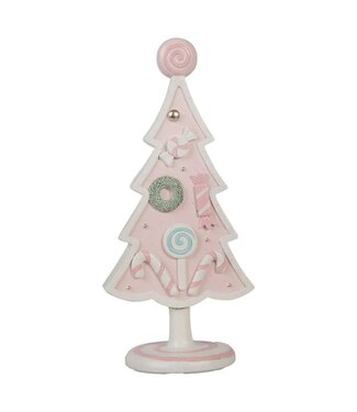 Clayre & Eef OUTLET Kerstdecoratie Roze Kerstboom | 25 cm Kunststof