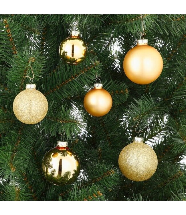 OUTLET Kerstballen Set Goud glas - 42 Stuks - Ø7 cm