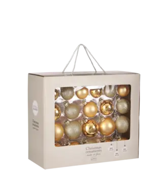 House of Seasons OUTLET Kerstballen Set Goud glas - 42 Stuks - Ø7 cm