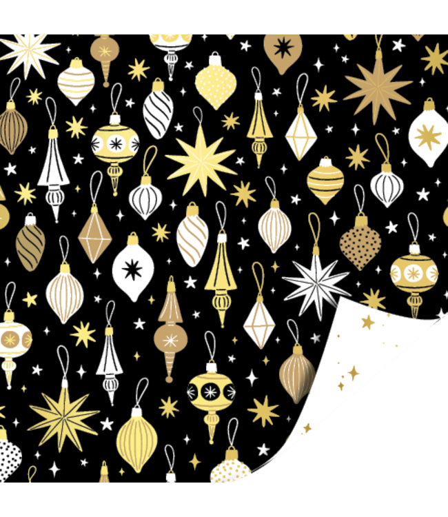 OUTLET Cadeaupapier Kerst Black & Gold | 3 rollen | 70 x 200 cm | dubbelzijdig