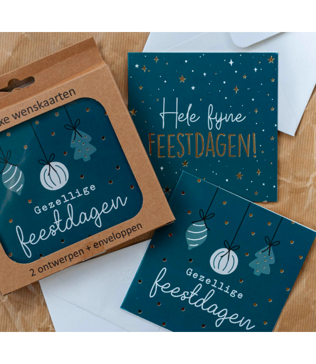 Luxe kerstkaarten | Feestdagen groen | 10 stuks