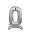 Cijferballon staand 0 XL Zilver - 74 cm