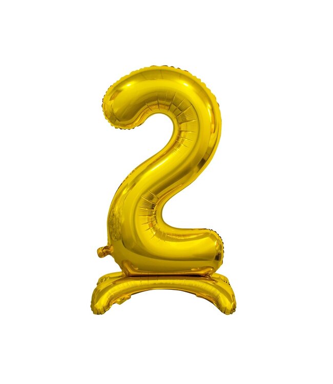 Cijferballon staand 2 XL goud - 74 cm