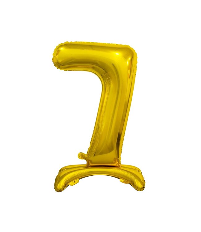 Cijferballon staand 7 XL goud - 74 cm