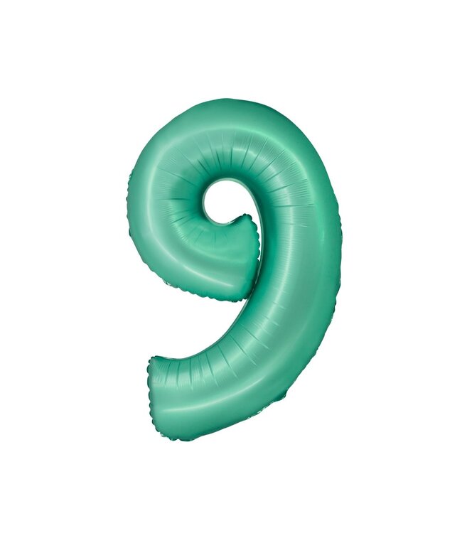 OUTLET Cijferballon 9 mat groen - 76 cm
