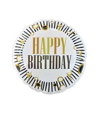 GoDan Folieballon Happy birthday | Goud/Zwart | 45 cm