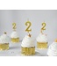 Kaarsje cijfer 2 | Metallic goud | 9.5cm