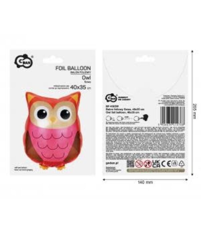 Folieballon uil | 40 x 35 cm