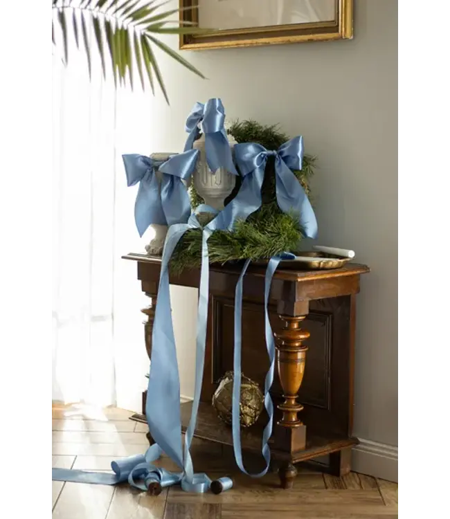 Satijnen lint misty blue | 100 mm x 25 m