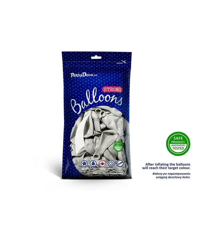 Ballonnen metallic zilver | 14" = 30cm |  zak 50 stuks