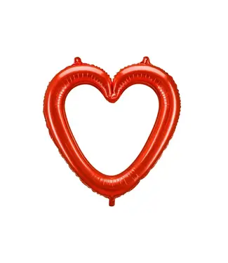 PartyDeco Fotoframe hart folieballon | 86 x 83.5 cm | Rood