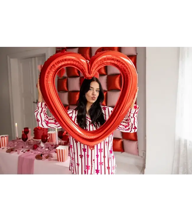 Fotoframe hart folieballon | 86 x 83.5 cm | Rood