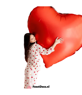 PartyDeco Folieballon hart XXL | 136 x 129 cm | Rood