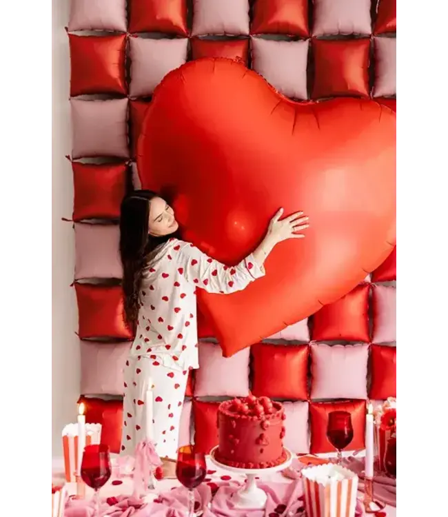 Folieballon hart XXL | 136 x 129 cm | Rood