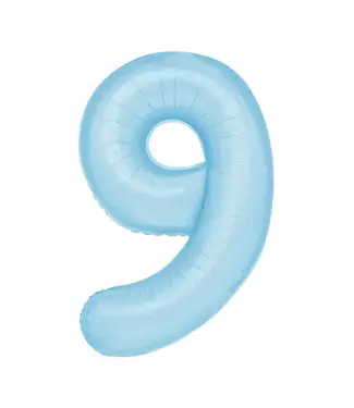 PartyPal Cijferballon 9 licht blauw | 100cm